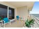 Spacious balcony with cozy seating, perfect for relaxing and enjoying the breathtaking ocean view at 2071 S Atlantic Ave # 705, Daytona Beach, FL 32118