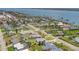 The aerial photo shows a quiet neighborhood near a picturesque bay, featuring well-kept properties and tree-lined streets at 2565 S Peninsula Dr, Daytona Beach, FL 32118