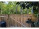 Wood backyard fence with string lights, bordered by a lush tree line for added privacy at 261 Clydesdale Cir, Sanford, FL 32773