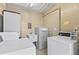 This laundry room has a utility sink, laundry machines, and laundry storage at 2626 S Atlantic Ave # 1080, Daytona Beach, FL 32118