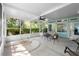 Relaxing screened-in porch with a ceiling fan and comfortable seating, perfect for enjoying the outdoors at 2635 Wood Duck Vlg, Deland, FL 32720