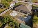 Aerial view of a fenced backyard with landscaping and a shed at 3109 Sky St, Deltona, FL 32738