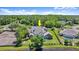 This aerial shot showcases the backyard with a pool and scenic view of the pond at 4 Huntsman Look, Ormond Beach, FL 32174
