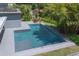 Backyard featuring a refreshing pool, shaded dining area, and mature trees at 510 E Wisconsin Ave, Orange City, FL 32763