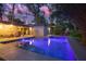 Backyard view featuring a sparkling in-ground pool and outdoor dining area at dusk at 510 E Wisconsin Ave, Orange City, FL 32763