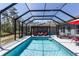 Beautiful screened-in pool area featuring a covered seating area and a view of the backyard at 6006 Mount Zion Cir, Deland, FL 32724