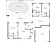 Detailed floor plan showcasing the home's layout, including bedrooms, living spaces, and pool at 639 Elwood St, Deltona, FL 32725