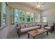 Bright sun room with a comfortable seating area, multiple windows, and scenic outdoor views at 823 Wooddusk Dr, Port Orange, FL 32127