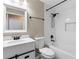 This bathroom boasts a modern vanity, and white tile shower at 105 Golfside Cir, Sanford, FL 32773