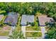 Aerial view of three residential homes showcasing landscaping, driveways, and a backyard pool at 105 Riviera Estates Blvd, Ormond Beach, FL 32174