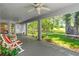 Relaxing screened patio with comfortable seating and a scenic view of the lush backyard and mature trees at 105 Riviera Estates Blvd, Ormond Beach, FL 32174
