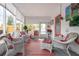 Inviting sunroom with outdoor views, ample seating, red and white accents, and a bright, airy atmosphere at 1148 Briarwood Ave, Deltona, FL 32725