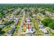 Aerial view of a quiet neighborhood with a home featuring a private pool and a well-maintained yard at 1317 Suwanee Rd, Daytona Beach, FL 32114