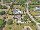 Aerial view showcases the expansive property featuring a lush lawn, mature trees, and a serene location at 1420 Shady Meadow Ln, Deland, FL 32724