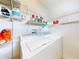Laundry room with wire shelving and front-loading washer and dryer at 161 Blue Heron Dr # C, Daytona Beach, FL 32119