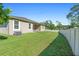 Spacious backyard features a privacy fence, well-maintained lawn, and covered porch at 2337 Oxmoor Dr, Deland, FL 32724