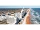 Aerial view showcasing The Towers Condominiums proximity to the beach, ocean, and surrounding neighborhood at 2800 N Atlantic Ave # 1715, Daytona Beach, FL 32118
