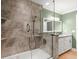 Bathroom featuring a shower and tub combination with a granite countertop vanity at 6185 Shoreline Dr, Port Orange, FL 32127