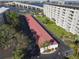 An aerial shot of a building near a body of water and a bridge at 100 Silver Beach Ave # 608, Daytona Beach, FL 32118