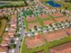 Aerial shot featuring the property in a neighborhood with lush landscaping near neighborhood amenities at 1079 Quaker Ridge Ln, Davenport, FL 33896