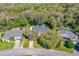Aerial view of a home surrounded by lush trees and manicured lawns at 1309 Wicklow Ln, Ormond Beach, FL 32174