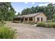 Charming single-story home featuring a red door and colorful landscaping at 1690 S Adelle Ave, Deland, FL 32720