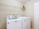 Laundry room with shelving and new washer and dryer machines at 1860 Forough Cir, Port Orange, FL 32128