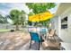 Backyard featuring an above ground pool, a yellow umbrella, and outdoor seating at 2254 Green St, South Daytona, FL 32119