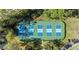Aerial view of multiple well-maintained outdoor pickleball courts, a great place for community fun at 28 Shadowcreek Way, Ormond Beach, FL 32174