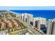 Stunning aerial view capturing the ocean, beachfront condos, and the community landscape at 2967 S Atlantic Ave # 1404, Daytona Beach, FL 32118