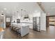 Modern kitchen features island with seating, wood floors, and stainless steel appliances at 793 Timothy St, Ormond Beach, FL 32174