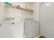 Practical laundry room with a washer, dryer, and shelving at 979 Leyburn Dr, Deltona, FL 32725