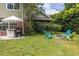 Lush backyard with outdoor seating, fire pit, and charming landscaping for relaxing afternoons at 10 Foxhunter Flt, Ormond Beach, FL 32174