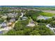 Wide aerial view of a neighborhood community, including homes, pond, and green landscapes at 15733 Green Point Ct, Clermont, FL 34714