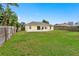 Large backyard with lawn and wood fence for privacy, showcasing ample space for outdoor enjoyment at 2526 Chester Ave, New Smyrna Beach, FL 32168