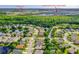 Community aerial view showcasing the area with a pond, roads, and surrounding landmarks at 276 Gala Cir, Daytona Beach, FL 32124