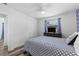 Bright bedroom with ceiling fan, wood floors and a large closet at 2824 Oak Lea Dr, South Daytona, FL 32119