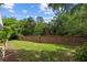 Lush backyard with green grass and brick fence, offering a serene and private outdoor space at 30 Reflections Village Dr, Ormond Beach, FL 32174
