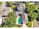 Overhead view of a home with a sparkling pool, complemented by lush landscaping and a private backyard at 3698 Lower Park Rd, Orlando, FL 32814