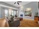 Bright living room with hardwood floors, a fireplace, and comfortable seating for relaxation at 3698 Lower Park Rd, Orlando, FL 32814