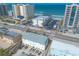 Aerial view of the building with a beach access across the street at 3733 Cardinal Blvd # 1, Daytona Beach, FL 32118