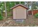Backyard shed for outdoor storage and yard equipment at 416 N Blue Lake Ter, Deland, FL 32724