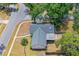 Aerial view of the home showing the backyard, mature trees, and screened porch at 5788 Devon St, Port Orange, FL 32127