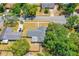 Aerial view of the home showcasing the backyard, mature landscaping and screened in back porch at 5788 Devon St, Port Orange, FL 32127