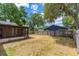Spacious backyard with a screened-in porch, bordered by a wooden fence, offering a secluded outdoor space at 5788 Devon St, Port Orange, FL 32127