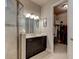 Bathroom with vanity, glass shower, and walk-in closet at 133 Azure Mist Way, Daytona Beach, FL 32124
