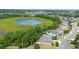 Aerial view of homes near a small lake and lush greenery at 1480 Leitrim Loop, Apopka, FL 32703