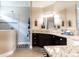 Bathroom featuring large vanity and glass enclosed shower at 2435 Pawtucket Pass, Mount Dora, FL 32757