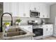 Close up of kitchen featuring stainless appliances, granite countertops, and white cabinetry at 245 Rosita Dr, Debary, FL 32713