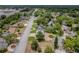 Aerial view of a beautiful home featuring lush landscaping, a screened pool and a circular driveway at 2551 Cross Country Dr, Port Orange, FL 32128